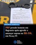 A Polícia Rodoviária Federal (PRF) prendeu, na manhã desta quinta-feira (2), um homem suspeito de violência doméstica no município de Picos, após uma pedestre se dirigir ao posto do órgão informar sobre a briga de um casal em uma residência próximo ao trecho da BR-316 no povoado Mirolândia.

Ao chegar no local, a equipe da PRF encontrou a vítima na área externa da casa com uma lesão  na boca. O suspeito, que estava dentro do imóvel, saiu logo em seguida demonstrando comportamento  alterado, hostil e com sinais de embriaguez ou uso de entorpecentes.

Segundo a PRF, o homem continuou a proferir ameaças verbais contra a companheira mesmo com a presença dos policiais. Mesmo negando as agressões físicas, ele recebeu voz de prisão e foi encaminhado para a Central de Flagrantes de Picos, onde voltou a ameaçar a esposa. 

A Polícia Civil do Piauí (PC-PI) agora investiga o caso.