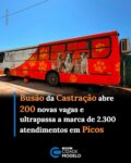 A mobilização do programa Busão da Castração alcançou um novo marco na cidade de Picos e em toda a sua Macrorregião ao ultrapassar a expressiva marca de 2.300 animais castrados. Diante da elevada procura e com o objetivo de contemplar ainda mais tutores de cães e gatos, a organização anunciou a abertura de mais 200 vagas para o procedimento cirúrgico gratuito, além da prorrogação do atendimento na cidade até o dia 17 de agosto.

Realizado através do trabalho da Secretaria de Proteção e Defesa Animal em parceria com o Governo do Estado e a Prefeitura de Picos, a ação itinerante vem fazendo história no controle populacional pet. Durante as atividades instaladas no Novo Espaço de Eventos, no bairro Boa Sorte, a estrutura móvel chegou a registrar o recorde de 188 procedimentos efetuados em um único dia, o que aconteceu nesta última quinta-feira (13), o que demonstra a eficiência da força-tarefa montada pelas equipes veterinárias.

A iniciativa tem como propósito fundamental ampliar o acesso da população aos serviços públicos de saúde veterinária, o que de forma direta combate o abandono e previne zoonoses e doenças graves em cães e gatos.  Além dos benefícios para a saúde pública e para o bem-estar dos animais de estimação, o projeto estimula o exercício da guarda responsável entre os moradores tanto da zona urbana quanto da zona rural de Picos e de municípios vizinhos da Macrorregião.

Para garantir o atendimento e aproveitar as novas vagas disponibilizadas, os tutores interessados que ainda não cadastraram seus animais de estimação devem realizar a inscrição o quanto antes. Os tutores interessados devem acessar o link de cadastro disponibilizado na bio do perfil do Instagram da pasta. No momento do preenchimento do formulário eletrônico, é imprescindível selecionar a opção do município de Picos para que a solicitação seja validada de forma correta pelo sistema.
