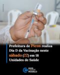 A Prefeitura de Picos, através da Secretaria Municipal de Saúde, realizará neste sábado (22), o Dia D da Vacinação. A iniciativa convida toda a população, especialmente crianças e adolescentes menores de 15 anos, a comparecerem às UBD (Unidades Básicas de Saúde), do município para conferir e atualizar a caderneta de imunização.

Ao todo, 18 unidades de saúde estarão de portas abertas das 08h00 às 17h00 para atender os picoenses. As UBSs participantes da ação são: Belinha Nunes, Cecília Neri, Boa Vista, Aerolândia, PAIM, Antenor Neiva, Morada do Sol, Belo Norte, Emaús, Pantanal, Junco, Pedrinhas, Parque de Exposição, Ipueiras, Cohab, Lagoa Comprida, Conduru e Estrivaria.

A secretária municipal de Saúde, Yara Portela, destacou a importância do comparecimento da população às Unidades de Saúde.

“Nesse sábado, Picos tem um encontro marcado com a saúde. É o Dia D da multivacinação para crianças e adolescentes menores de 15 anos. Serão 18 unidades básicas de saúde abertas de 08 às 17 horas”, informou.

Em relação ao atendimento e às orientações durante o evento, a gestora reforçou o suporte oferecido pelas equipes médicas.

“É a oportunidade de conferir a caderneta, colocar a vacinação em dia. Procure a sua unidade básica de saúde que a nossa equipe vai orientar você”, completou.

Por fim, a secretária Yara Portela lembrou a todos sobre a documentação necessária e o impacto do ato de vacinar.

“Nesse sábado, 22 de agosto, leve a caderneta de vacinação e o cartão do SUS. Participe! Vacinação em dia é cuidado com você, com a sua família e com a nossa comunidade”, finalizou.