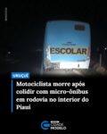 Um motociclista morreu após colidir com um micro-ônibus na noite desta terça-feira (25), na PI-247, em Uruçuí, no Piauí. A vítima foi identificada como José Lucas Ferreira da Conceição que não resistiu aos ferimentos e morreu no local.

Segundo o 10º Batalhão da PM, o motociclista colidiu com o micro-ônibus que estava parado no acostamento.

O acidente ocorreu por volta das 21h30 e a suspeita é que o motociclista não tinha visto o micro-ônibus devido a baixa visibilidade do local. Com o impacto, ele acabou caindo da motocicleta e morreu na via.

A PM foi acionada e realizou a interdição da via para realização da perícia. O Instituto Médico Legal (IML) recolheu o corpo da vítima. Fonte: Cidade Verde