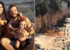 Praia de Pipa: parte de falésia desaba e mata pai,mãe e filho