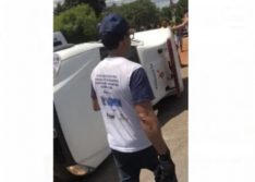 Ambulância de Alagoinha do Piauí tomba na BR-316 em Campo Grande do Piauí