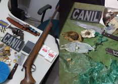 Homem é conduzido pela PM por posse de arma de fogo e tráfico de drogas