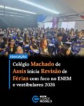 Teve início na tarde desta segunda-feira (6) o Curso de Férias 2026, promovido pelo Colégio Machado de Assis, em Picos. Voltada para estudantes que estão na maratona de preparação para o Exame Nacional do Ensino Médio (ENEM) e demais vestibulares deste ano, a revisão intensiva se estenderá até a próxima sexta-feira, dia 10 de julho, com aulas distribuídas nos turnos da manhã e da tarde.

Para dar suporte aos alunos nesta reta final de preparação, a instituição reuniu uma equipe de professores que abarca todas as disciplinas cobradas nos exames. As atividades estão sendo centralizadas no auditório do Machado Internacional, localizado no bairro Canto da Várzea.

Durante a abertura oficial do evento, o diretor do colégio, Francisco Machado, enfatizou a importância do equilíbrio nesta época do ano, destacando que os estudantes devem aproveitar o período para descansar, mas sem perder o foco nos estudos, especialmente porque as provas do ENEM 2026 já estão agendadas para os dias 8 e 15 de novembro.