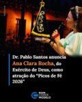 A cidade de Picos se prepara para mais um grande momento de devoção com a realização de mais uma edição do “Picos de Fé”, evento religiosos que fará parte da programação da 176ª Festa de Nossa Senhora dos Remédios, padroeira do município piconese e da Diocese. Neste último domingo (02), o prefeito, Dr. Pablo Santos (MDB), anunciou a atração deste ano, que será a missionária, Ana Clara Rocha, líder do movimento católico Exército de Deus. O evento religioso acontecerá no próximo sábado (08), na Praça Justino Luz, Centro, em frente à Catedral de Nossa Senhora dos Remédios.

Em vídeo divulgado para anunciar a atração, o prefeito, Dr. Pablo Santos, celebrou a confirmação de Ana Clara Rocha e ressaltou o compromisso de sua gestão com o fortalecimento das manifestações religiosas.

“Confirmado. Ana Clara, do Exército de Deus, vai estar presente aqui no pátio da Igreja Matriz pra abrilhantar e louvar a Nossa Senhora dos Remédios, a padroeira do nosso município. E quero contar aqui com cada cristão da nossa cidade e da nossa Região que se faça presente, enaltecendo a palavra do nosso Senhor. E dizer assim, gente, enquanto deputado a gente abraçou esse projeto e agora como prefeito a gente não podia fazer diferente, porque a gente entende que a palavra de Deus, ela salva, ela transforma. E é isso que a gente vem e sempre vai fazer aqui, enaltecer a todos os cristãos do nosso município. Picos de Fé, eu conto aqui com a presença de cada um de vocês”, destacou o gestor.

A expectativa da organização é de que a Praça Justino Luz receba um público expressivo no dia 08 de agosto, em um momento de união entre a comunidade católica picoense e visitantes de cidades vizinhas em uma noite de forte espiritualidade, oração e música. Em sua 4ª edição o “Picos de Fé” se consolida como um dos eventos mais aguardados do calendário local, o que mostra a força da religiosidade da população e a profunda devoção à Nossa Senhora dos Remédios.