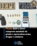 Equipes da 3ª CIA BEPI, em apoio à Delegacia de Facção, Homicídio e Tráfico de Drogas (DFHT) de Picos, cumpriram, na tarde desta quarta-feira (16), um mandado de prisão no bairro Morrinhos, em Picos-Pl.

O mandado, relacionado a um processo por homicídio, foi cumprido em desfavor de F.A.F.S., localizado em uma residência acompanhado de M.D.D.M.

Durante a ação, os policiais apreenderam um revólver calibre .38 com numeração suprimida, seis munições intactas, porções análogas a maconha, cocaína e crack, uma balança de precisão, sete celulares, uma motocicleta Honda XRE 300 e R$ 1.372 em dinheiro.

Os dois conduzidos e todo o material apreendido foram encaminhados à Central de Flagrantes de Picos, onde foram adotados os procedimentos cabíveis. Fonte: Sertão 15