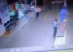 Picos: Câmera de segurança flagra assalto a posto de combustíveis na Avenida Severo Eulálio