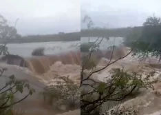 Açude em Fronteiras rompe sangradouro devido às fortes chuvas no Piauí