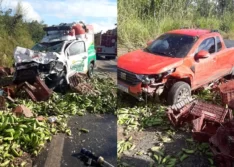Ambulância se envolve em acidente com veículos de carga na BR-316