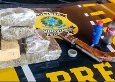 Arma de fogo artesanal e maconha são apreendidas dentro de ônibus em Floriano