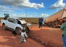 Homem morre e outro fica ferido durante colisão entre caminhonete e carreta no Sul do Piauí