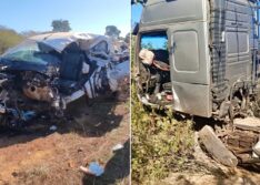 Idoso fica gravemente ferido após colisão entre caminhonete e carreta no PI