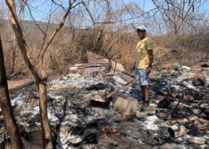 Incêndio florestal atinge casa na zona rural de Picos e morador perde tudo