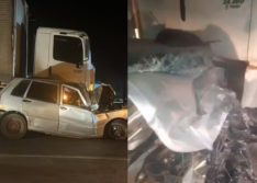 Motorista morre preso às ferragens após grave acidente entre carro e caminhão na BR-343