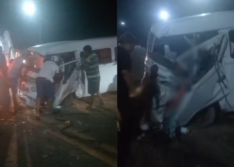 Acidente grave destrói van e deixa feridos na BR-135