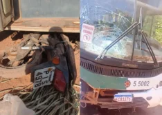 Ônibus escolar com crianças atropela motociclista em Altos; motorista foge