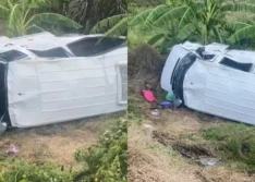 Van capota na curva do “Gato” e deixa passageiros feridos em Pio IX