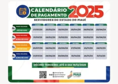 Governo do Piauí divulga tabela de pagamento dos servidores públicos; confira as datas