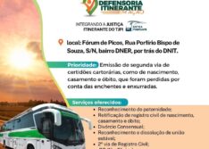 Picos recebe atendimentos da Justiça Itinerante no período de 29 a 31 de janeiro
