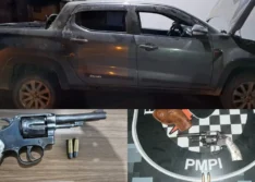 Veículo irregular e arma de fogo são apreendidos pela PM na zona rural de Pio IX