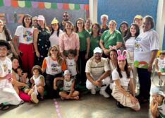 Ação social entre Seme, Loja Maçônica e Fraternidade Feminina celebra Páscoa com crianças da Escola Municipal José Lopes