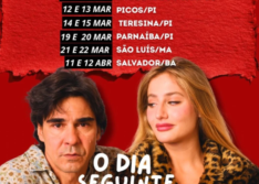 Bruna Griphao e André Gonçalves estarão em cartaz com a comédia romântica “O Dia Seguinte” no Teatro Sávio Barão em Picos