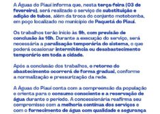 Águas do Piauí realiza melhoria no sistema de abastecimento em Paquetá do Piauí nesta terça-feira (3)