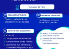 Águas do Piauí realiza nesta terça (17) mutirão da Tarifa Social em São José do Piauí