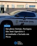 A Paróquia São José Operário, localizada no bairro São José, em Picos, foi alvo de um arrombamento na manhã desta quarta-feira (29). Funcionários chegaram ao local por volta das 7h30 e encontraram o templo religioso revirado, com diversos itens jogados pelo chão.

Um boletim de ocorrência foi registrado por volta das 9h para averiguar o caso. A Polícia Civil esteve no local para realizar a perícia. Segundo informações, os criminosos conseguiram entrar na igreja através do basculante que fica no banheiro da sacristia. Imagens das câmeras de segurança gravaram a ação dos bandidos.

Até o momento da publicação desta matéria, foram obtidas informações de que os criminosos levaram dinheiro guardado no cofre da paróquia, doado pelos fieis e que seriam destinados para a realização dos Festejos de São José Operário. Ainda não se sabe a quantia furtada.

Além disso, também foram furtados todos os refrigerantes que estavam no freezer, que seriam vendidos nos Festejos para arrecadar fundos para a Paróquia. Na ação, os criminosos arrombaram 10 portas do local que serviram de acesso para a realização dos roubos.

O crime ocorre em um momento delicado para a comunidade católica local, que celebra os Festejos de São José Operário. A festividade, que teve início no dia 22 de abril e deve seguir até o dia 1º de maio, é uma das mais tradicionais da região. A insegurança no local levanta dúvidas sobre a realização das atividades programadas.

Este caso soma-se a um cenário recente de casos criminosos no município, que incluiu o furto de fios elétricos da Prefeitura de Picos noticiado anteriormente. A Diocese de Picos já foi acionada e acompanha a situação para definir como as celebrações da paróquia seguirão nos próximos dias. Fonte: Cidade Verde