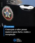 A partir desta segunda-feira (4) crimes de furto, roubo e receptação terão penas maiores. A Lei 15.397/2026, publicada no Diário Oficial da União, amplia ainda a punição para casos de estelionato e crimes virtuais, como golpes pela internet.

O texto aprovado estabelece as seguintes penas de reclusão:

furto: de um a seis anos de reclusão (o máximo era 4 anos);
furto de celular: de quatro a dez (até então, eram tratados como furto simples);
furto por meio eletrônico: até dez anos (eram oito anos);
roubo que resulta em morte: pena mínima passa de 20 para 24 anos;
estelionato, reclusão de um a cinco anos mais multa;
receptação de produto roubado de dois a seis anos de prisão e multa (era de um a quatro anos).
O texto trata ainda de pena por interromper serviço telefônico, telegráfico ou radiotelegráfico, atualmente de detenção de 1 a 3 anos, será de reclusão de 2 a 4 anos.

A pena será aplicada em dobro se o crime for cometido por ocasião de calamidade pública ou roubo ou destruição de equipamento instalado em torres de telecomunicação. Fonte: Agência Brasil