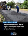 A Prefeitura de Picos iniciou, na manhã desta segunda-feira (04), as operações de tapa-buracos e asfaltamento em diferentes pontos da cidade. A ação tem como objetivo melhorar a infraestrutura urbana e oferecer mais segurança para quem circula pelas vias.

A operação tapa-buracos começou pelo bairro Ipueiras, com a preparação das ruas para receber asfalto, o que garante mais qualidade no serviço.

Ao anunciar a operação no mês de abril, o prefeito Pablo Santos destacou os primeiros bairros contemplados: Bomba, Canto da Várzea, Centro, Emaús, Ipueiras, Junco, Morada do Sol, Passagem das Pedras e São José.

“Outros bairros da cidade também serão contemplados. É um plano para melhorar a mobilidade urbana”, afirmou o gestor.

Além do tapa-buracos, os serviços de asfaltamento já avançam na região central e devem alcançar diversas ruas. As ações fazem parte de um conjunto de melhorias voltadas a mobilidade urbana, com foco na segurança e no deslocamento da população.
