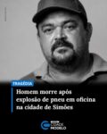 Uma morte trágica comoveu a população do município de Simões. A cidade perdeu Jadeilson Sério Ferreira, que morreu na manhã desta segunda-feira (11), após ter sofrido um grave acidente durante o trabalho em uma oficina de veículos.

Segundo informações, Jadeilson, que era funcionário da oficina, enchia o pneu de um caminhão, que terminou explodindo durante o procedimento.  Jadeilson foi atingido e ficou gravemente ferido. Ele foi socorrido e encaminhado para atendimento médico, mas não resistiu, vindo a óbito na manhã de hoje (11).

A forte explosão também causou diversos estragos na oficina.

Bastante conhecido na comunidade, Jadeilson era considerado um homem trabalhador e muito querido por amigos e familiares. Ele parte aos 43 anos de idade e deixa quatro filhos. Fonte: Cidades na Net