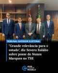 O presidente da Assembleia Legislativa do Estado do Piauí (Alepi), deputado estadual Severo Eulálio (MDB), participou, nesta terça-feira (12), em Brasília (DF), da solenidade de posse do ministro Kassio Nunes Marques na Presidência do Tribunal Superior Eleitoral (TSE) para o biênio 2026/2028. A cerimônia marca um momento histórico para o Piauí, com um teresinense assumindo o comando da Justiça Eleitoral brasileira.

Durante a solenidade, o ministro André Mendonça foi empossado como vice-presidente do Tribunal, compondo uma nova gestão que terá a responsabilidade de conduzir importantes debates e decisões voltados ao fortalecimento da democracia no país.

Para Severo Eulálio, a posse de Kassio Nunes Marques representa um motivo de orgulho para todos os piauienses. “É um momento simbólico e de grande relevância para o nosso estado. Ver um conterrâneo ocupar um cargo tão importante reforça a capacidade e a contribuição do Piauí para o Brasil”, destacou o parlamentar.

O deputado também desejou êxito à nova gestão, ressaltando a importância de uma atuação pautada pelo equilíbrio, pela transparência e pela defesa das instituições democráticas. “Tenho convicção de que será uma gestão marcada pela responsabilidade, pelo diálogo e pelo compromisso com a Justiça Eleitoral e com a democracia brasileira”, afirmou.