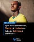 O lateral-direito Wesley não representará o Brasil na Copa do Mundo 2026. O jogador foi cortado da seleção neste domingo (07) após uma nova avaliação médica. O lateral-direito da Roma foi diagnosticado com uma lesão na coxa esquerda.

O atleta saiu de campo chorando no sábado (06) durante o amistoso contra o Egito, quando sofreu a lesão. Wesley se preparava para disputar sua primeira Copa do Mundo. 

Para o lugar de Wesley, Carlo Ancelotti convocou o volante Éderson, da Atalanta. O jogador já havia sido chamado na primeira lista do técnico, em junho de 2025, mas não chegou a entrar em campo.

“A ressonância magnética constatou lesão muscular no músculo adutor da coxa esquerda. A CBF lamenta a lesão. Wesley é um atleta querido pelo grupo e será sempre considerado parte desta equipe que busca o hexacampeonato mundial. Diante do diagnóstico, a CBF anuncia a convocação do atleta Éderson, que se integrará à delegação já nesta segunda-feira, nos Estados Unidos”, afirmou a CBF em nota neste domingo (07).

Éderson, de 26 anos, tem passagens por Cruzeiro, Corinthians e Fortaleza. Em 2022 ele deixou o Brasil e defendeu o italiano Salernitana e meses depois foi transferido para o Atalanta, também da Itália.

Os laterais-direitos disponíveis na pré-lista eram Paulo Henrique, do Vasco, e Vitinho, do Botafogo. Com a decisão de Ancelotti em convocar mais um meio-campista, o setor agora tem Ederson, Casemiro, Fabinho, Bruno Guimarães, Danilo Santos e Lucas Paquetá. Fonte: Cidade Verde