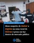 Um homem de 65 anos, identificado apenas pelas iniciais E. J. S., foi preso nesta terça-feira (30) suspeito de matar a esposa de 60 anos, identificada pelas iniciais R. V., na localidade Riacho Fundo, na zona rural de Oeiras. 

De acordo com informações da Polícia Militar do Piauí (PM-PI), vizinhos relataram que o suspeito foi visto próximo ao local do crime momento antes do corpo da vítima ser encontrado por familiares, com uma faca cravada no pescoço.

O corpo da vítima foi removido por uma equipe do Instituto Médico Legal (IML).

Diante das informações, a PM-PI realizou diligências e efetuou a prisão do suspeito em um bar dentro do Mercado Municipal Dona Lili, no Centro de Oeiras. Fonte: Cidade Verde
