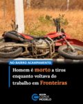 Um pedreiro de 52 anos foi assassinado no fim da manhã desta quinta-feira (9), quando seguia de motocicleta pela BR-316, no bairro Acampamento.

Um homem foi morto a tiros no fim da manhã desta quinta-feira (9), por volta das 11h30, no bairro Acampamento, no município de Fronteiras. A vítima foi identificada como José Amadeu Alves dos Santos, de 52 anos, conhecido popularmente como Dêde. Ele trabalhava como pedreiro.

Segundo informações apuradas pelo portal Cidades na Net, José Amadeu retornava do serviço para casa, no horário de almoço, quando foi surpreendido pelos disparos. Ele seguia de motocicleta pela BR-316 e foi atingido por tiros nas costas e na cabeça, morrendo ainda no local.

Até o momento, não há informações sobre a autoria do crime. As circunstâncias do homicídio ainda são desconhecidas, e não foi confirmado se a ação foi praticada por um ou mais suspeitos, nem qual veículo teria sido utilizado na fuga.

As Polícias Militar e Civil estiveram no local realizando os procedimentos legais. A Perícia Criminal também foi acionada para realizar os levantamentos, enquanto o Instituto Médico Legal (IML) fez a remoção do corpo.

A motivação do crime ainda é desconhecida. O caso será investigado pela Polícia Civil, que deverá apurar as circunstâncias do homicídio e identificar os responsáveis. Fonte: Cidades na Net