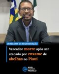 O vereador Odeilton Neno da Costa, de 47 anos, morreu no domingo (19) após ser atacado por um enxame de abelhas na zona rural de Regeneração, no Piauí. O vereador estava internado no Hospital Natan Portela e não resistiu após dois dias internado.

Em nota, a Prefeitura de Regeneração lamentou a morte de Odeilton que além de atuar como vereador do município também era professor e fiscal de tributos.

“Neste momento de dor, nos solidarizamos com seus familiares, amigos, colegas de trabalho e todos que tiveram o privilégio de conviver com sua história e sua contribuição para o nosso município”, afirma a gestão em nota. Fonte: Cidade Verde