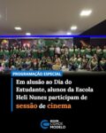 Em alusão ao Dia do Estudante, a Escola Municipal Heli Nunes promoveu uma programação especial de lazer e integração para os alunos. Neata terça-feira (11), estudantes do 6º e 7º ano participaram de uma sessão de cinema para assistir ao filme Homem-Aranha, em um momento de diversão e descontração fora do ambiente escolar.

A atividade proporcionou aos estudantes uma experiência diferente, unindo lazer, convivência e socialização. Empolgados com o passeio, os alunos aproveitaram cada momento da programação, celebrando a data de uma forma leve e especial.

A secretária de Educação, Mary Dantas, marcou presença na sala de cinema para parabenizar aos estudantes pela passagem da data.

Nesta quarta-feira (12), é a vez dos estudantes do 8º e 9º ano participarem da atividade. A iniciativa reforça a importância de proporcionar aos alunos momentos que vão além da sala de aula, contribuindo para uma formação mais completa e para a construção de boas memórias no ambiente escolar.
