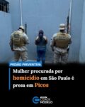 Uma mulher de 33 anos, foi presa na tarde desta quarta-feira (12), em Picos, no Piauí. Contra ela havia um mandado de prisão preventiva relacionado a um homicídio ocorrido no estado de São Paulo.

A prisão aconteceu por volta das 16h, na região do bairro Exposição, após uma ação do Batalhão Especial de Policiamento do Interior (BEPI), com apoio de informações da Polícia Federal e dos setores de inteligência das forças de segurança.

Segundo a Polícia Militar, as equipes receberam informações sobre a possível localização da mulher, que era procurada pela Justiça. A partir dos dados repassados, os policiais realizaram diligências até localizar e identificar a suspeita.

Após a abordagem e confirmação da identidade, o mandado de prisão preventiva foi cumprido.

Estefani foi encaminhada à Central de Flagrantes da Polícia Civil de Picos, onde foram adotadas as medidas legais. Fonte: Cidade Verde