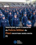 As inscrições para o concurso público da Polícia Militar do Piauí (PMPI) terminam nesta sexta-feira (4). O cronograma inicial do certame foi alterado em virtude de uma decisão judicial que determinou a inclusão de vagas reservadas para pessoas com deficiência (PcD), que passam a ter direito a 10% das vagas, com critérios detalhados para participação e solicitação de condições específicas para as provas.

Com a mudança, a prova também será realizada em nova data, no dia 6 de dezembro. Os interessados terão até as 23h59 do dia 4 de setembro para efetivar a inscrição no concurso, exclusivamente pelo site da Fundação Carlos Chagas (FCC).

O certame oferece 500 vagas para contratação imediata, além de 500 vagas para cadastro de reserva no cargo de soldado. Também há uma vaga para o cargo de oficial capelão. 

A distribuição das vagas para o cargo de Soldado PM foi alterada para incluir a reserva destinada às Pessoas com Deficiência (PcD). Das 500 vagas para provimento imediato, 325 são destinadas à ampla concorrência, 125 a candidatos negros ou pardos e 50 a pessoas com deficiência. A mesma distribuição será aplicada às 500 vagas do cadastro de reserva. Fonte: Cidade Verde