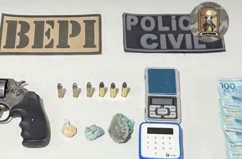 Picos: BEPI e DFHT cumprem mandado de prisão e apreendem arma, drogas e celulares