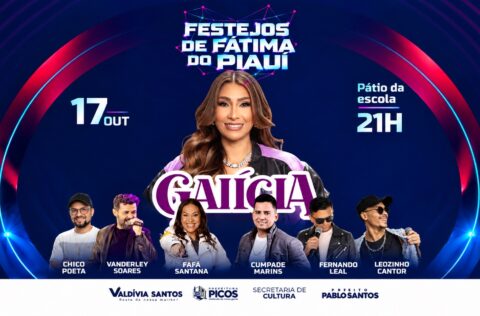 Prefeitura de Picos anuncia programação dos Festejos de Fátima do Piauí com show de Galícia