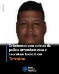 Um homem identificado como Jonas de Sousa Santos, de 25 anos, foi executado a tiros no bairro Parque Ideal, na zona Sudeste de Teresina. O crime foi registrado por volta das 23h38 desta segunda-feira (05). Essa é a décima morte em nove dias em Teresina. 

Testemunhas relataram à Polícia Militar do Piauí que quatro homens em um carro chegaram a rua encapuzados e vestidos com coletes, se passando por policiais. O grupo arrombou a porta da residência onde estava a vítima na cozinha bebendo em companhia da namorada.

Os criminosos então pediram que ela saísse da cozinha e então executaram o homem. No local do crime foram encontradas munições de calibre .45, .380 e .40. A perícia informou que a vítima possuía mais de vinte tiros no rosto.

O Instituto Médico Legal (IML) foi acionado para remover o corpo da vítima. O caso está em investigação pelo Departamento de Homicídios e Proteção à Pessoa (DHPP). Fonte: Cidade Verde