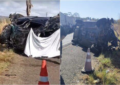 Acidente entre carreta e carro deixa mulher morta e três feridos na BR-316