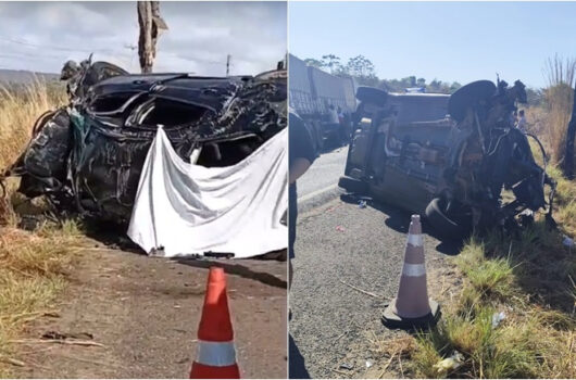 Acidente entre carreta e carro deixa mulher morta e três feridos na BR-316